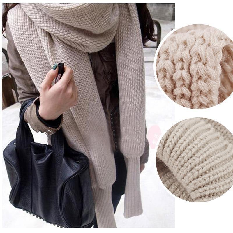 kaufsy | Herbst- und Wintermode gehäkelter Strickschal mit Ärmeln