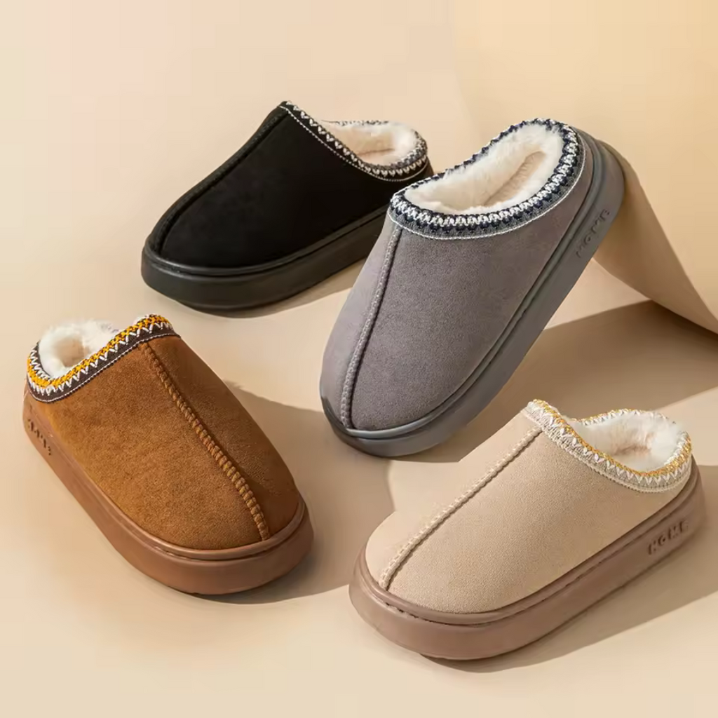 Warme wasserdichte Mules, Teddy-Futter, rutschfest, Damen, Innen & Außen