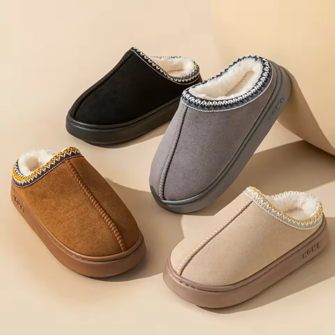 Warme wasserdichte Mules, Teddy-Futter, rutschfest, Damen, Innen & Außen