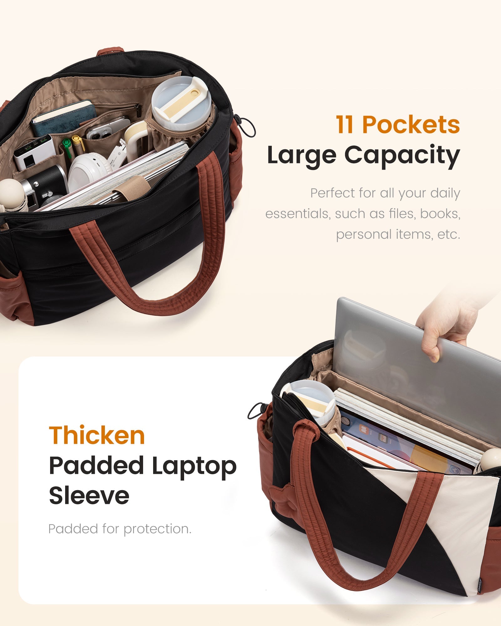 Puffer Arbeitstasche, 15,6" & 17,3" Laptopfach, robust & praktisch