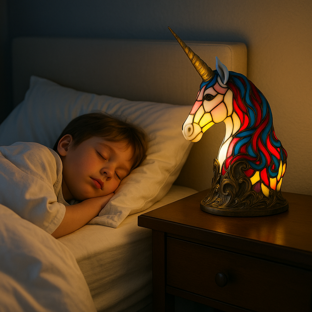 LeuchtEinhorn - handgefertigte Lampe, die Herzen erstrahlen lässt