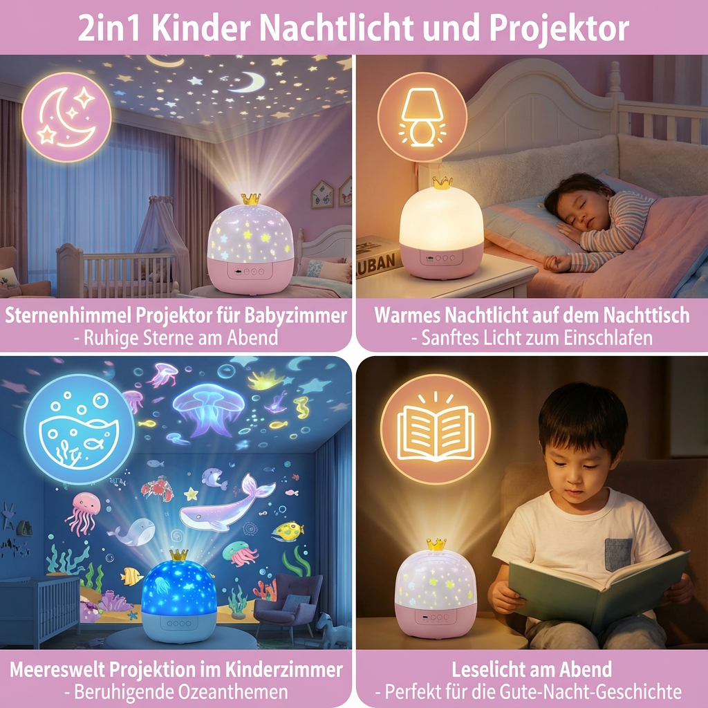 2in1 Kinder Nachtlicht und Projektor