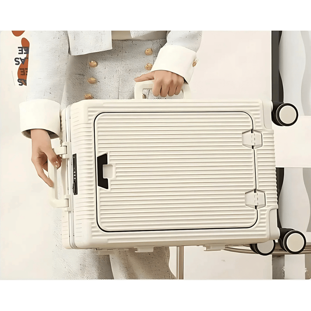 kaufsy | Manhattan Pro – Hartschalen-Handgepäckkoffer mit Aluminiumrahmen, Laptopfach und USB-Anschlüssen
