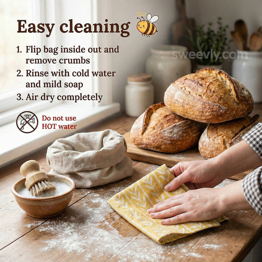 Sweevly Brottasche mit 100% Reinem Bienenwachs – Wiederverwendbarer Brotbeutel aus Bio-Baumwolle