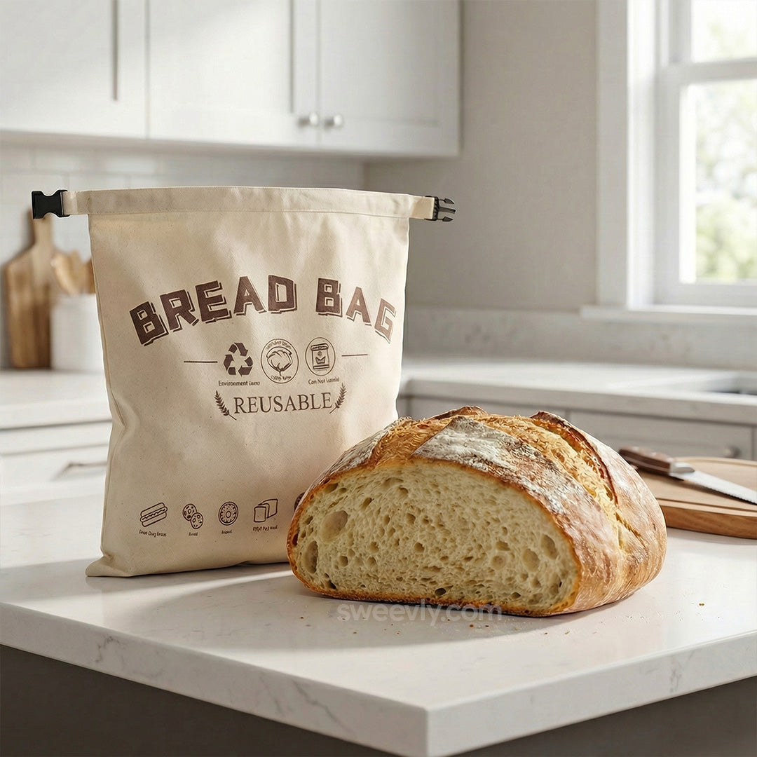 Sweevly Brottasche mit 100% Reinem Bienenwachs – Wiederverwendbarer Brotbeutel aus Bio-Baumwolle