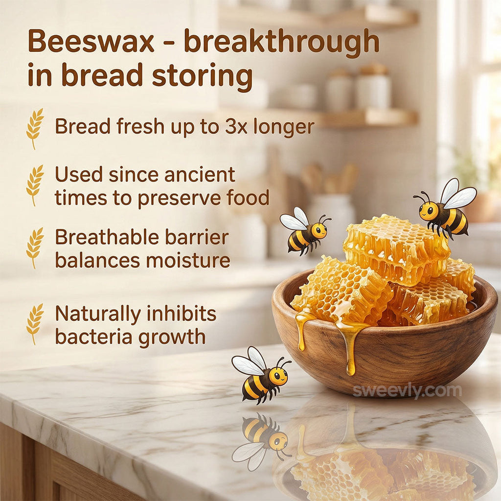 Sweevly Brottasche mit 100% Reinem Bienenwachs – Wiederverwendbarer Brotbeutel aus Bio-Baumwolle