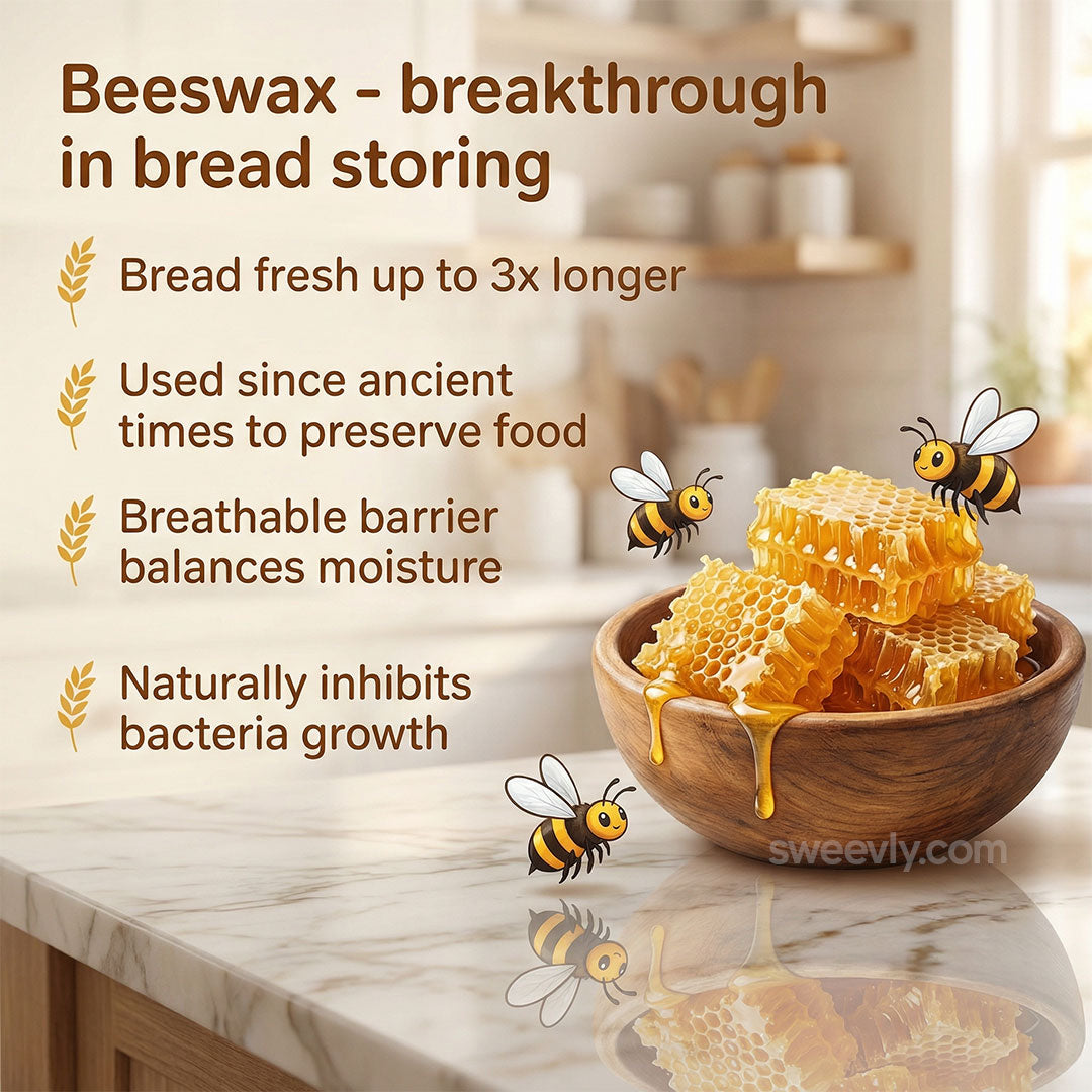 Sweevly Brottasche mit 100% Reinem Bienenwachs – Wiederverwendbarer Brotbeutel aus Bio-Baumwolle