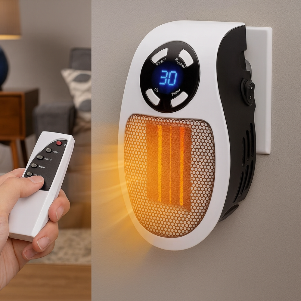 Elektrischer Steckdosen-Heizer, Mini Wandgerät, Fernbedienung