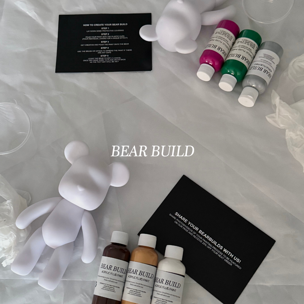 Twin Set DIY Fluid Art Kit, bewegliche Acryl-Bären, Kinder & Erwachsene