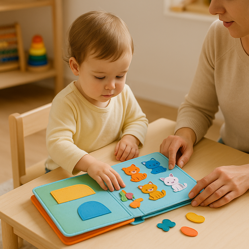 Krabbelbuch für Kleinkinder, Filz Montessori Lernspielzeug