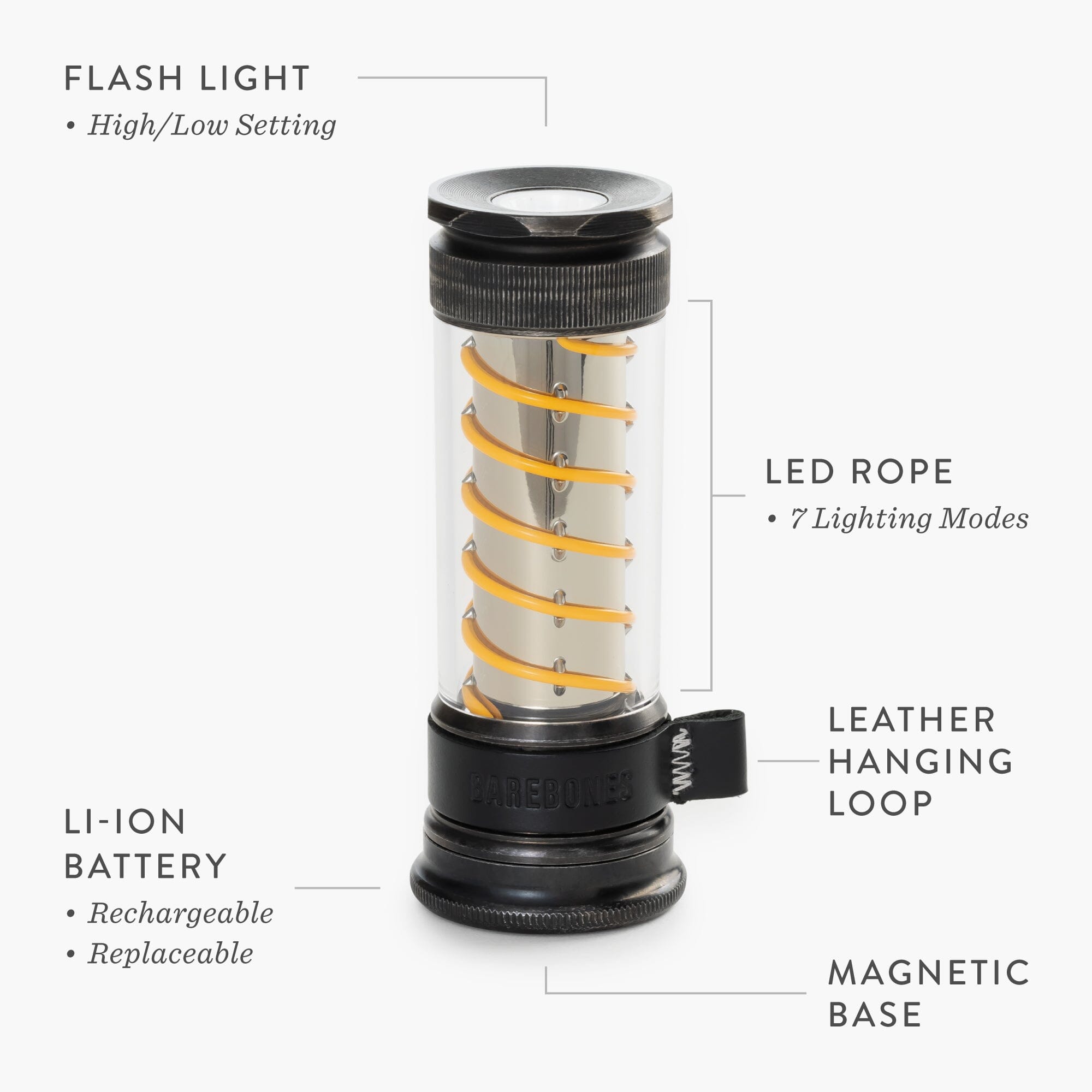 Edison Light Stick – Mehrzweck-Laterne und Taschenlampe mit USB-C-Aufladung und 7 Leuchtmodi