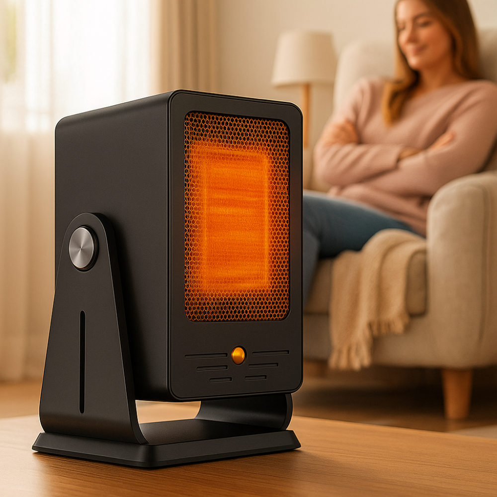 Tragbarer Elektroheizer mit verstellbarem Thermostat, kompakt