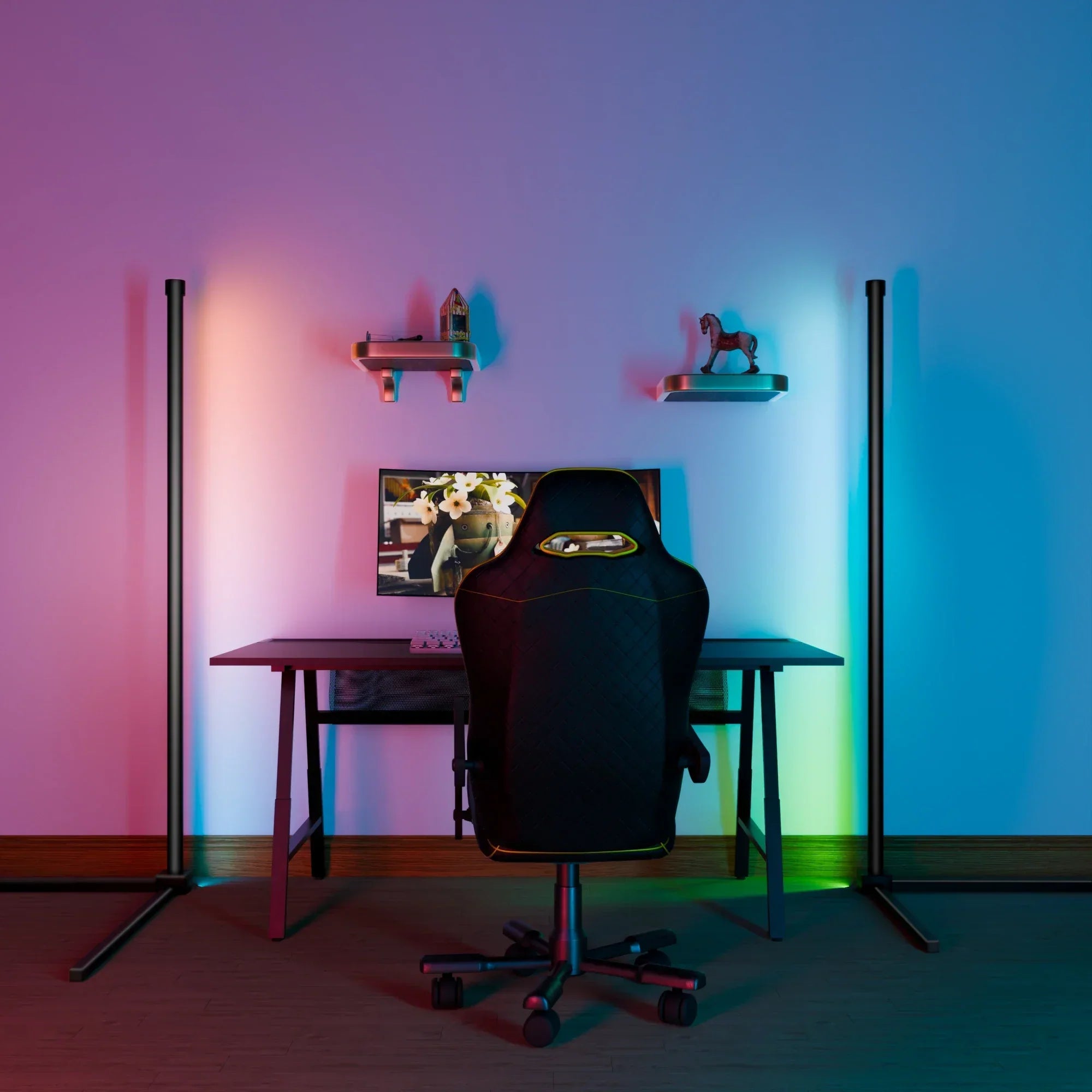 kaufsy | Smart RGB Traumfarbe Stehlampe – Musik-Synchronisations-LED-Stimmungslicht mit 16 Millionen Farben, APP & Fernsteuerung, moderne Stehleuchte