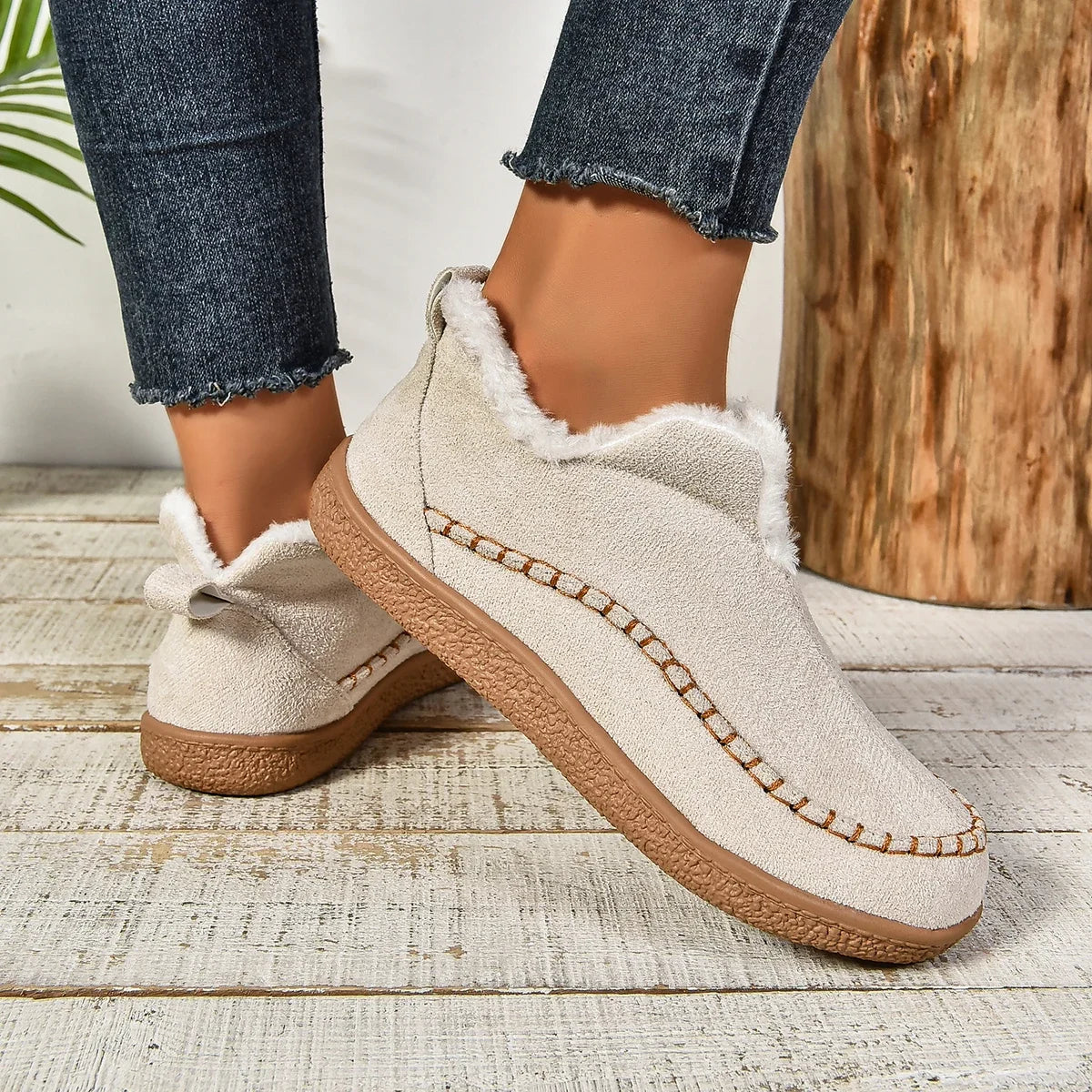 Kaufsy™ Damen warme Winter Slip-On Plateau Stiefeletten