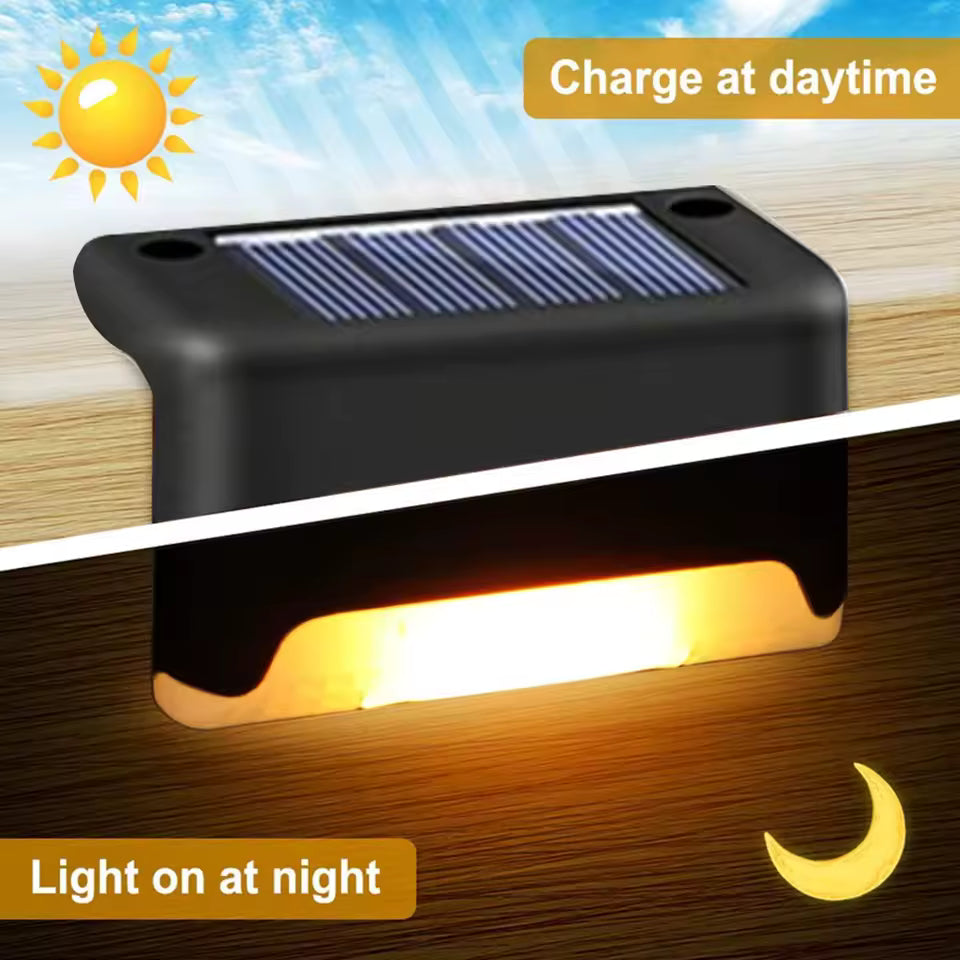 Warmweiße LED Solar-Stufenlichter, wasserdicht, Garten & Terrasse