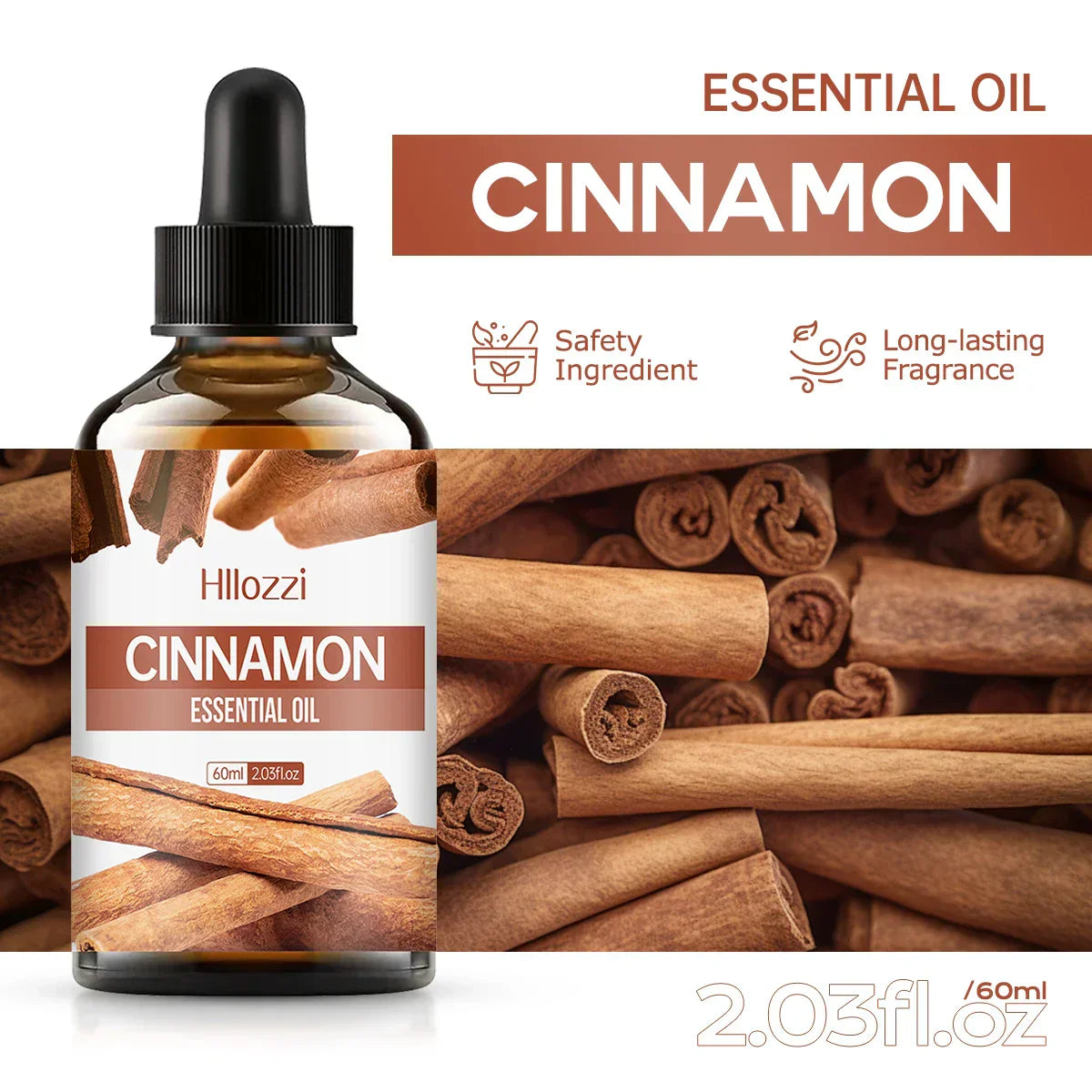 Kaufsy™ Zimt ätherisches Öl, 100% rein, Aromatherapie, Diffuser & Massage