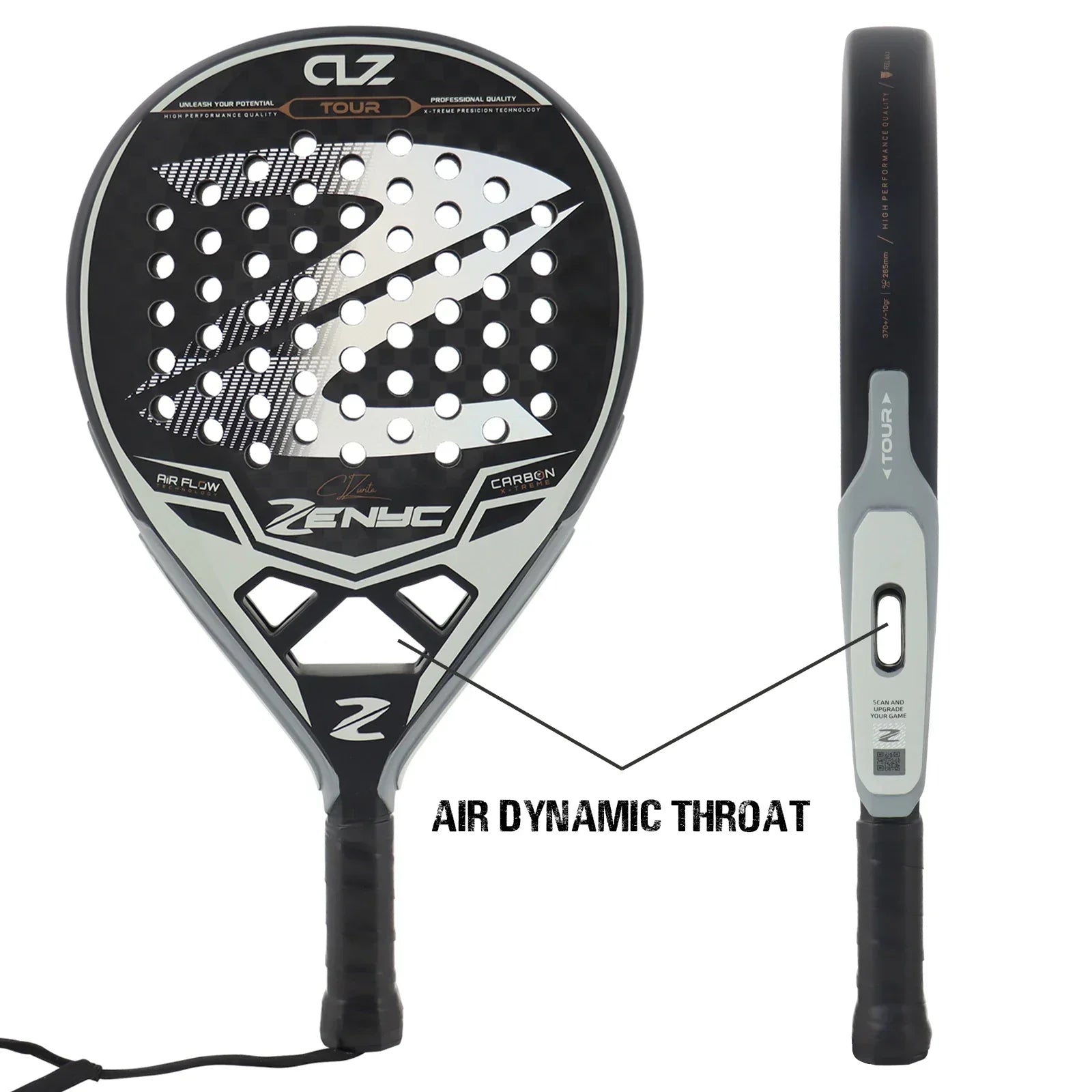 Vollcarbon Padel Schläger, leicht, matte Oberfläche, Anfänger & Profi