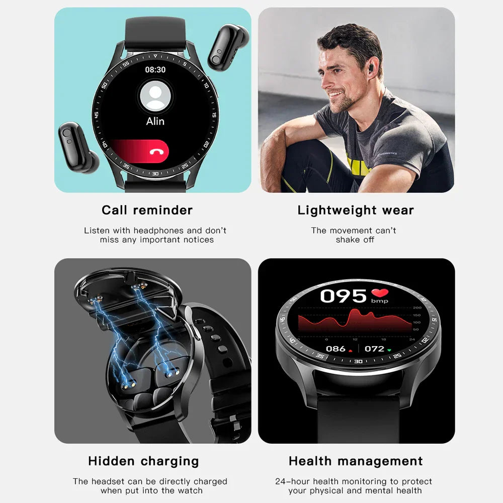 kaufsy | Zwei in Eins Smartwatch mit Bluetooth-Ohrhörern