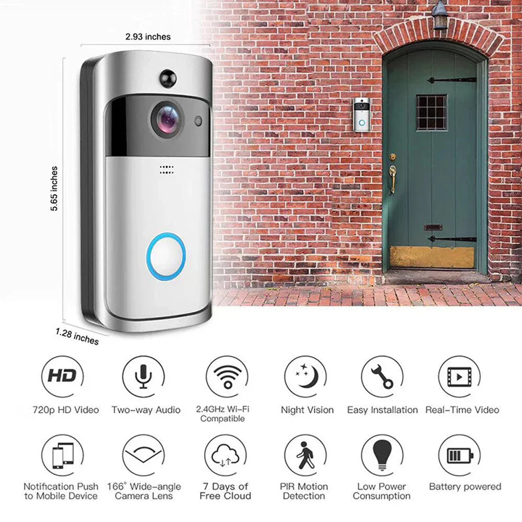 Kabellose Video-Türklingel mit Kamera, WLAN, Zwei-Wege-Audio, Bewegungserkennung