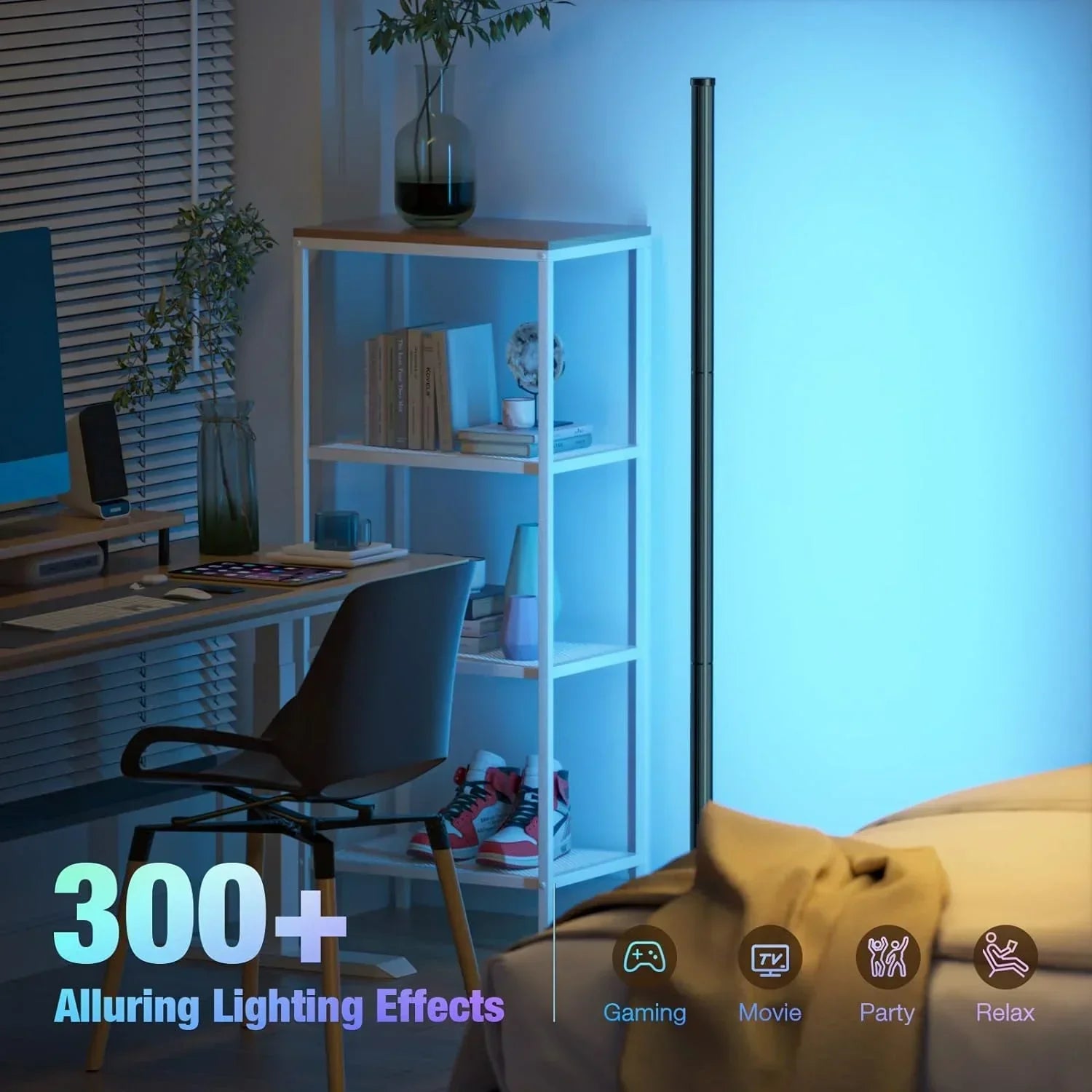 kaufsy | Smart RGB Traumfarbe Stehlampe – Musik-Synchronisations-LED-Stimmungslicht mit 16 Millionen Farben, APP & Fernsteuerung, moderne Stehleuchte