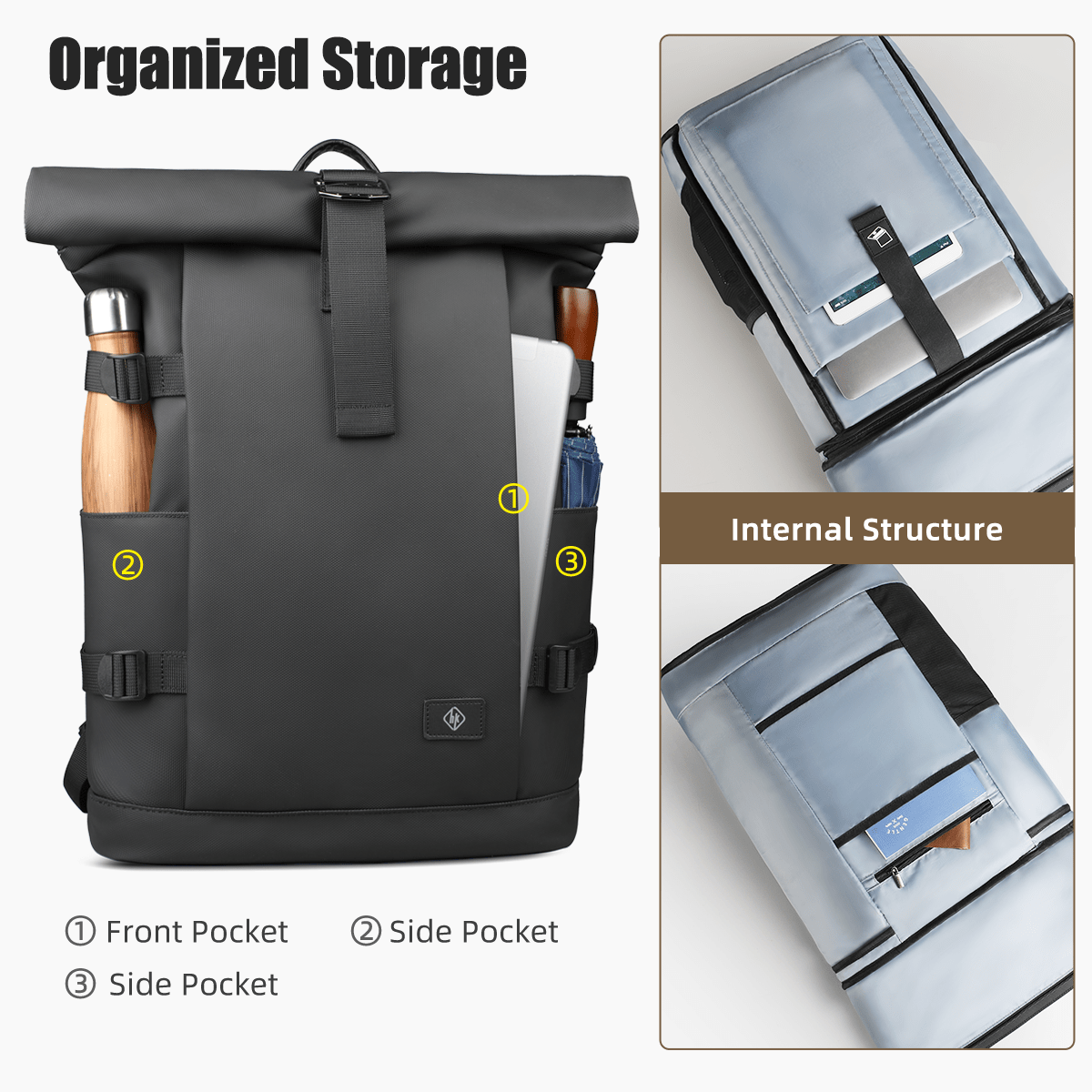 kaufsy | Erweiterbarer Outdoor-Rucksack mit großem Volumen & Laptopfach