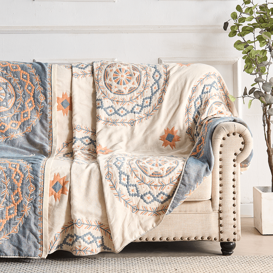 kaufsy | Baumwolldecke mit Mandala-Muster für Innen- und Außenbereich