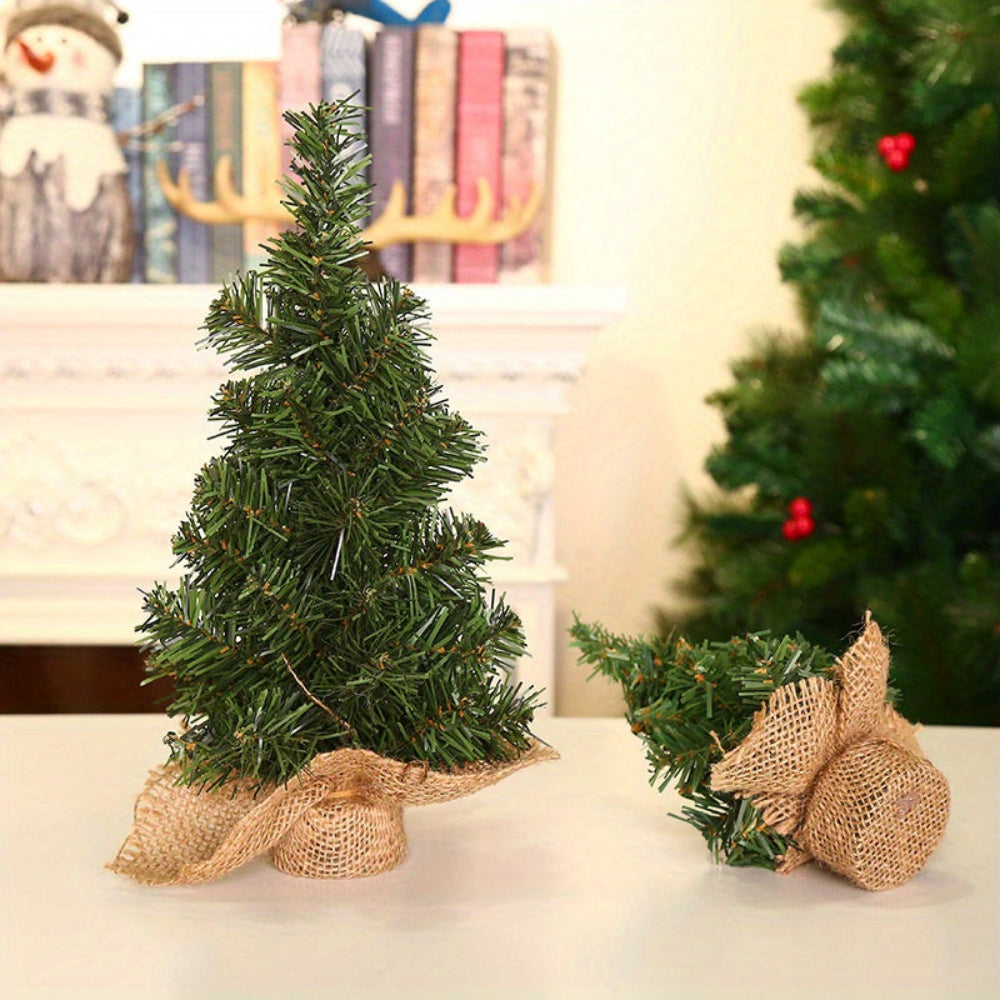 Kleiner Weihnachtsbaum, rustikale Jute-Basis, Tischdekoration