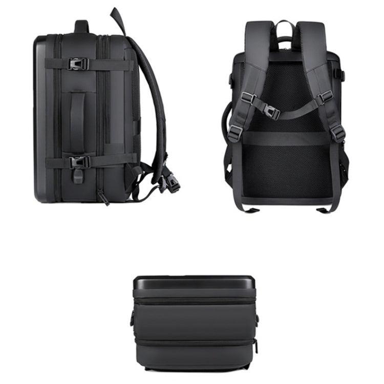 kaufsy | Großraummäßiger wasserdichter erweiterbarer Hartschalen-Rucksack mit USB-Ladeanschluss (161 Schwarz)