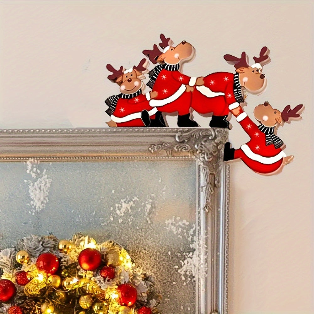 Wandkunst Weihnachten, Santa Rentier Türrahmen festlich