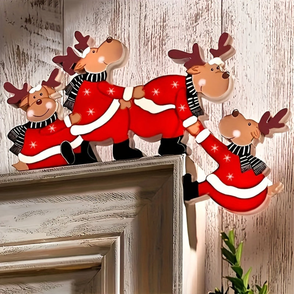 Wandkunst Weihnachten, Santa Rentier Türrahmen festlich