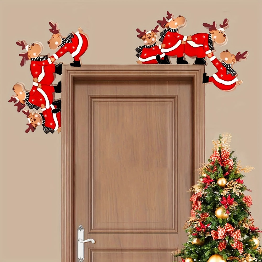 Wandkunst Weihnachten, Santa Rentier Türrahmen festlich