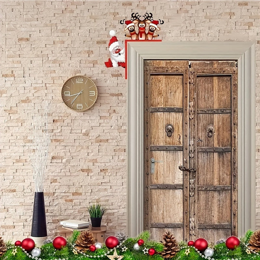 Wanddeko Weihnachten, Santa Rentier Türrahmen Dekoration