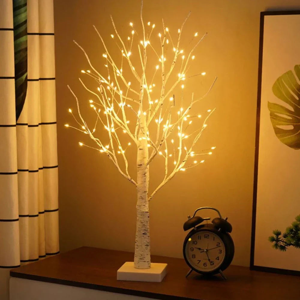 LED Tischlampe, Birke, dekoratives Baumlicht