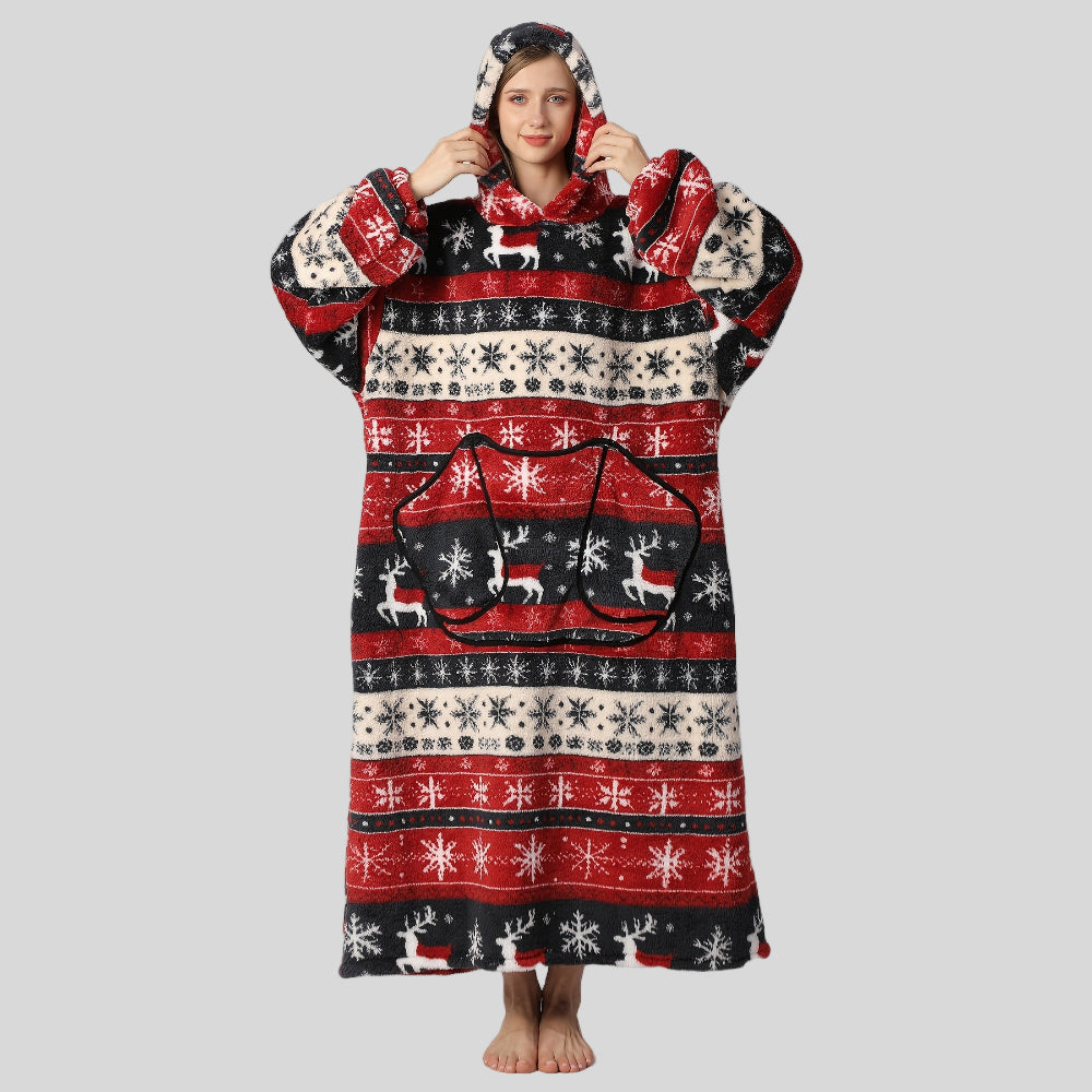 Damen Oversized Hoodie-Decke, warm, gemütlich, Weihnachtsoutfit