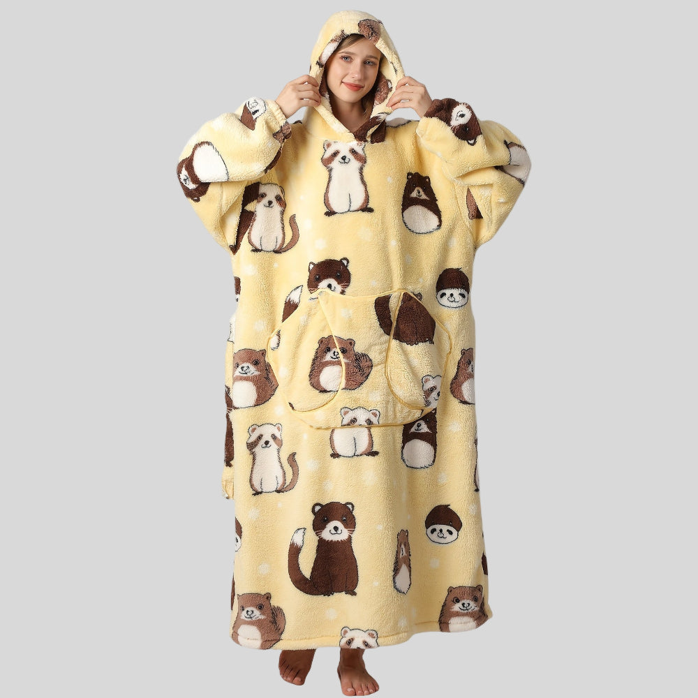 Damen Oversized Hoodie-Decke, warm, gemütlich, Weihnachtsoutfit