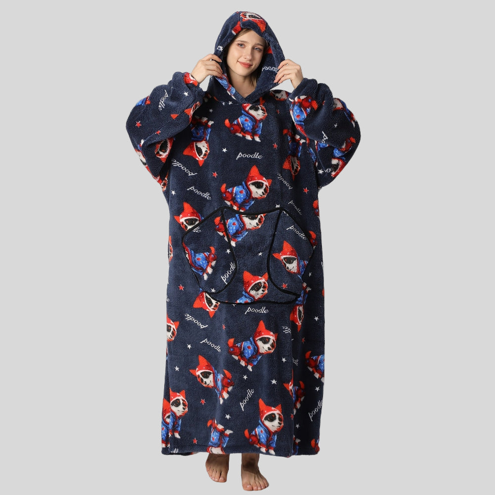 Damen Oversized Hoodie-Decke, warm, gemütlich, Weihnachtsoutfit