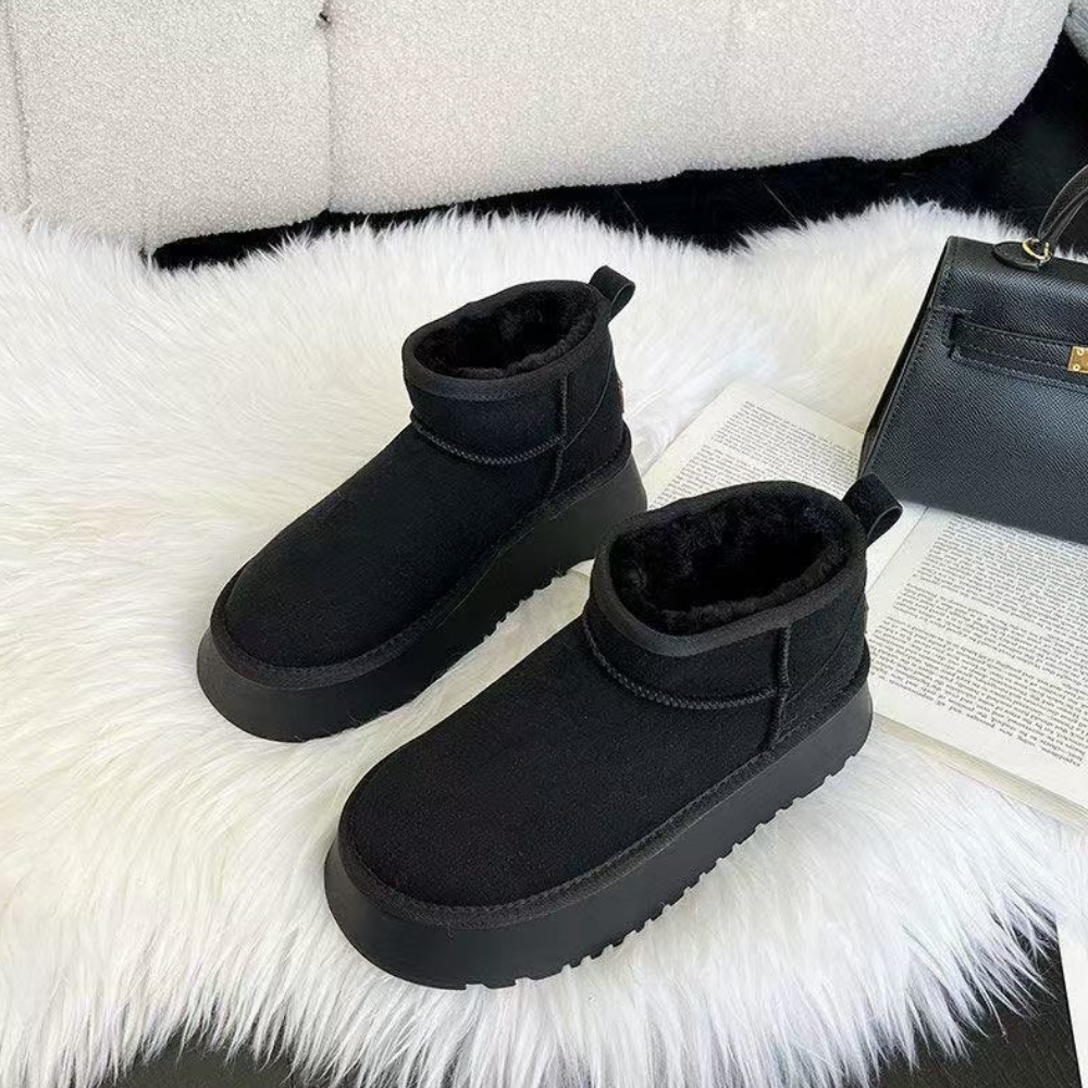 Damen Trendige Plateaustiefel, warmes Fellfutter, bequeme Passform