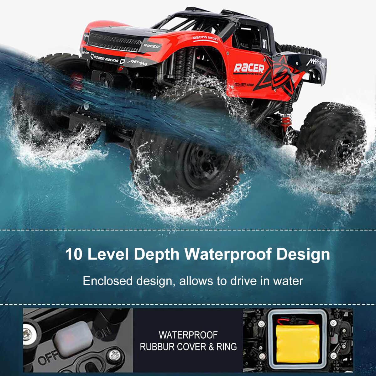 RC Offroad Auto, wasserdicht, ferngesteuert, robustes Spielzeug