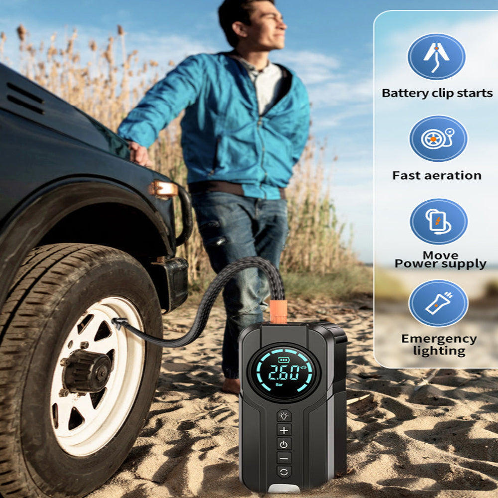 Kompakte Auto-Luftpumpe, Starthilfe, LED Licht