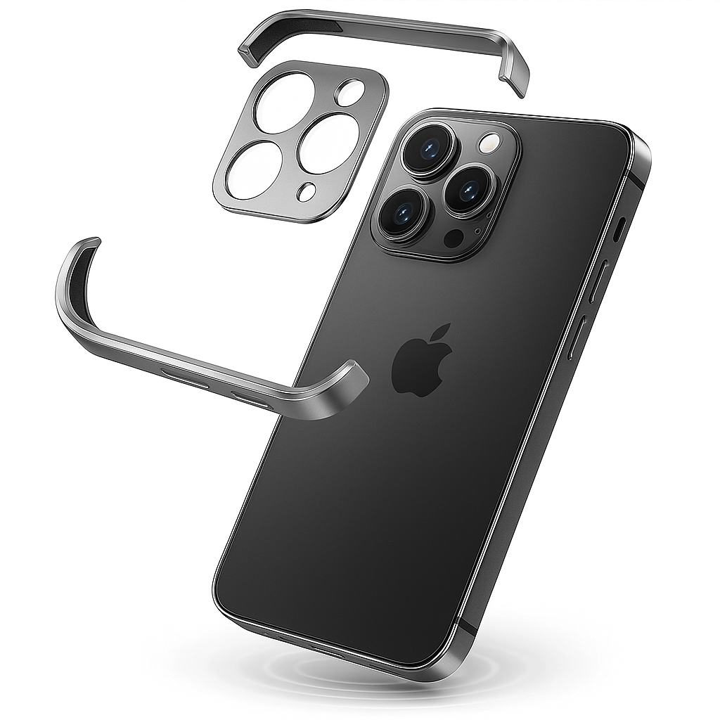 Smartphone Hülle, schlank, minimalistischer Metall-Schutz