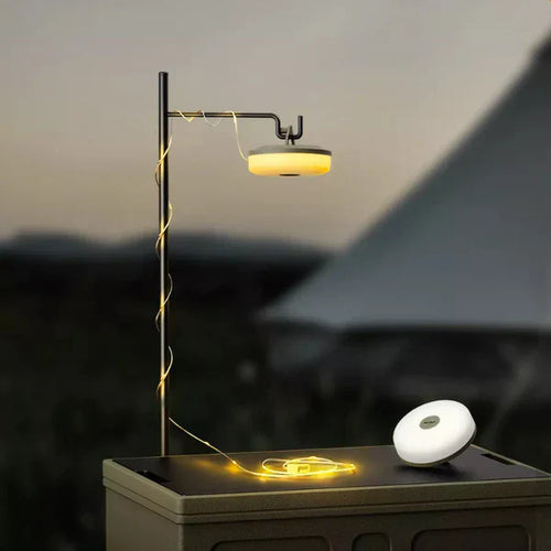 2-in-1 LED Camping-Lampe & Lichterkette, USB wiederaufladbar, Outdoor