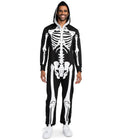 Herren Skelett Jumpsuit Kostüm, Ganzkörper Schädel & Knochen für Halloween