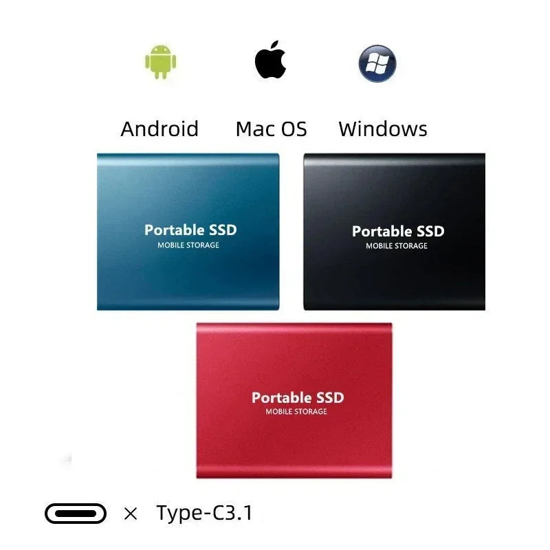 Externe SSD, tragbar, USB-C, Solid State Speicher