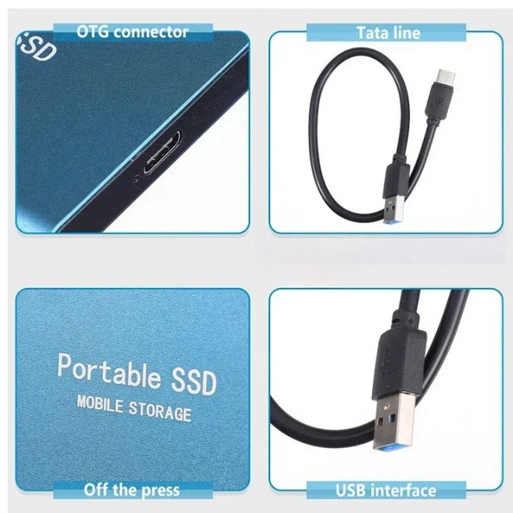 Externe SSD, tragbar, USB-C, Solid State Speicher